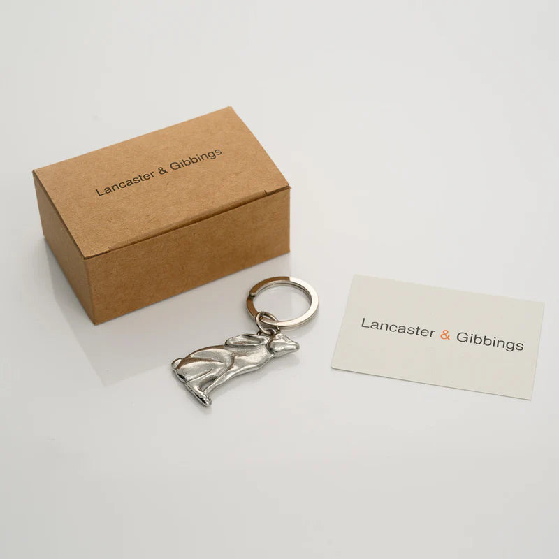 Pewter Key Ring by Lancaster & Gibbings (Moon Gazing Hare)