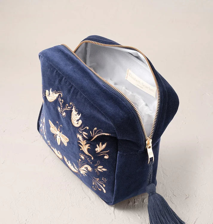 Elizabeth Scarlett Wash Bag Provencal Bee Velvet Navy