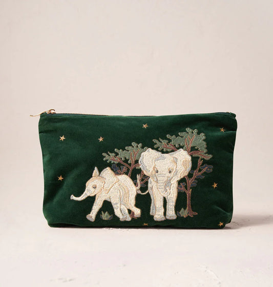 Elizabeth Scarlett Everyday Pouch Baby Elephant Conservation Velvet Forest