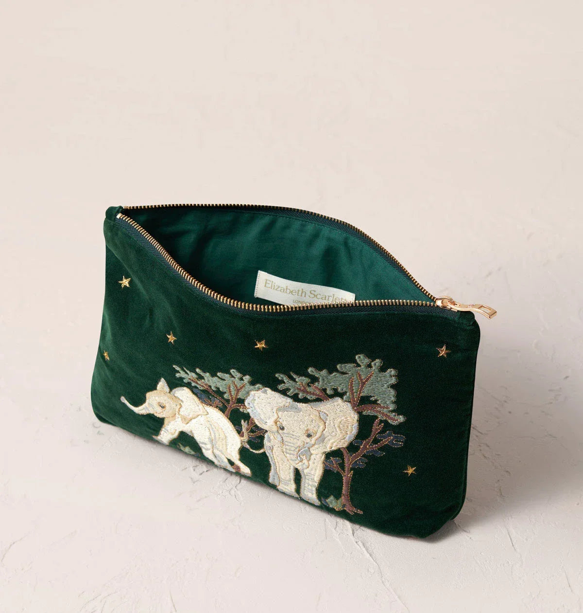 Elizabeth Scarlett Everyday Pouch Baby Elephant Conservation Velvet Forest