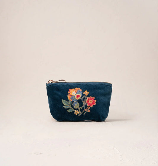 Elizabeth Scarlett Coin Purse Botanical Garden Velvet Ink Blue