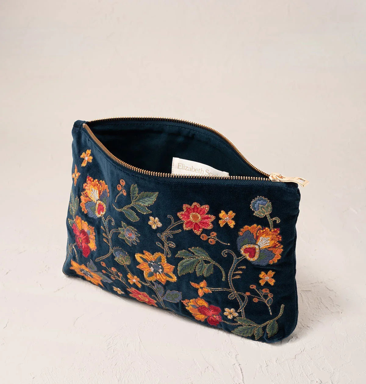 Elizabeth Scarlett Everyday Pouch Botanical Garden Velvet Ink Blue