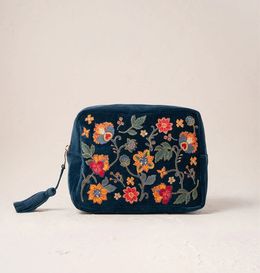 Elizabeth Scarlett Wash Bag Botanical Garden Velvet Ink Blue