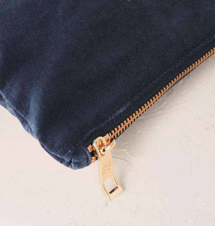 Elizabeth Scarlett Mini Pouch Botanical Peacock Velvet Indigo