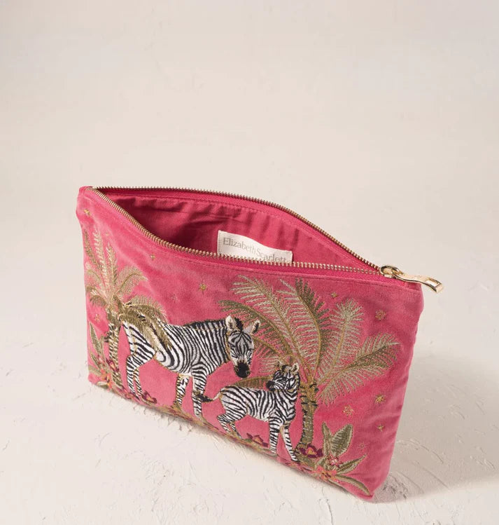 Elizabeth Scarlett Everyday Pouch Botanical Zebra Velvet Peony