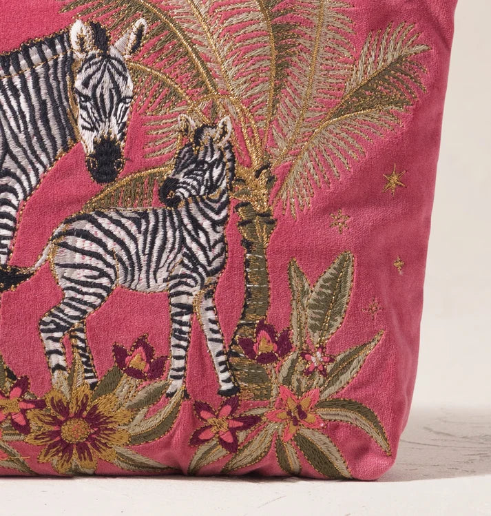 Elizabeth Scarlett Everyday Pouch Botanical Zebra Velvet Peony