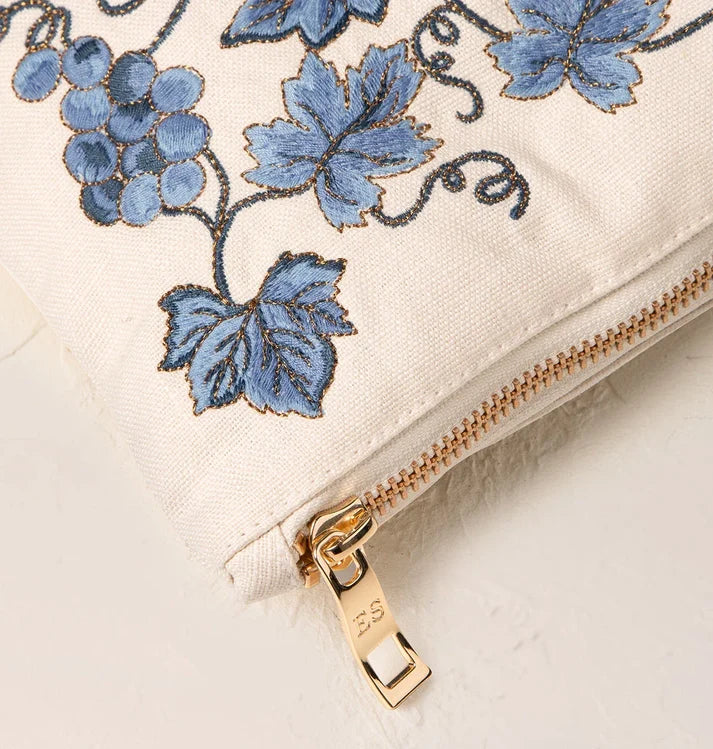 Elizabeth Scarlett Everyday Pouch Grapevine Canvas Cream