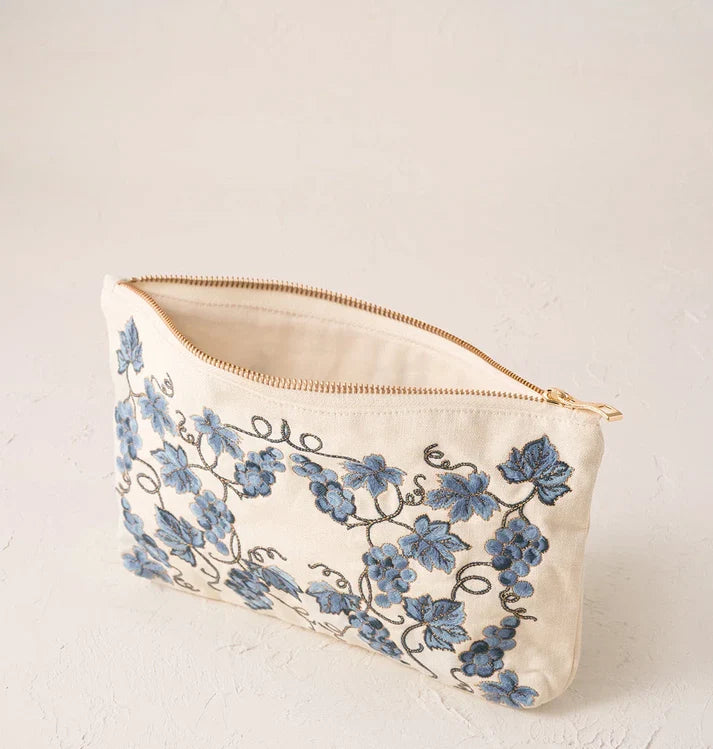 Elizabeth Scarlett Everyday Pouch Grapevine Canvas Cream