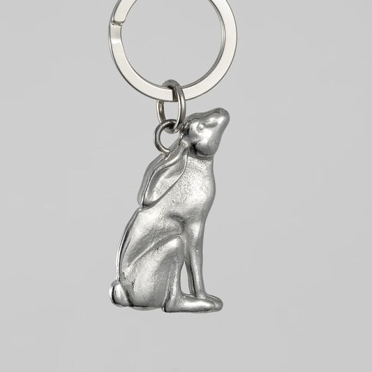 Pewter Key Ring by Lancaster & Gibbings (Moon Gazing Hare)