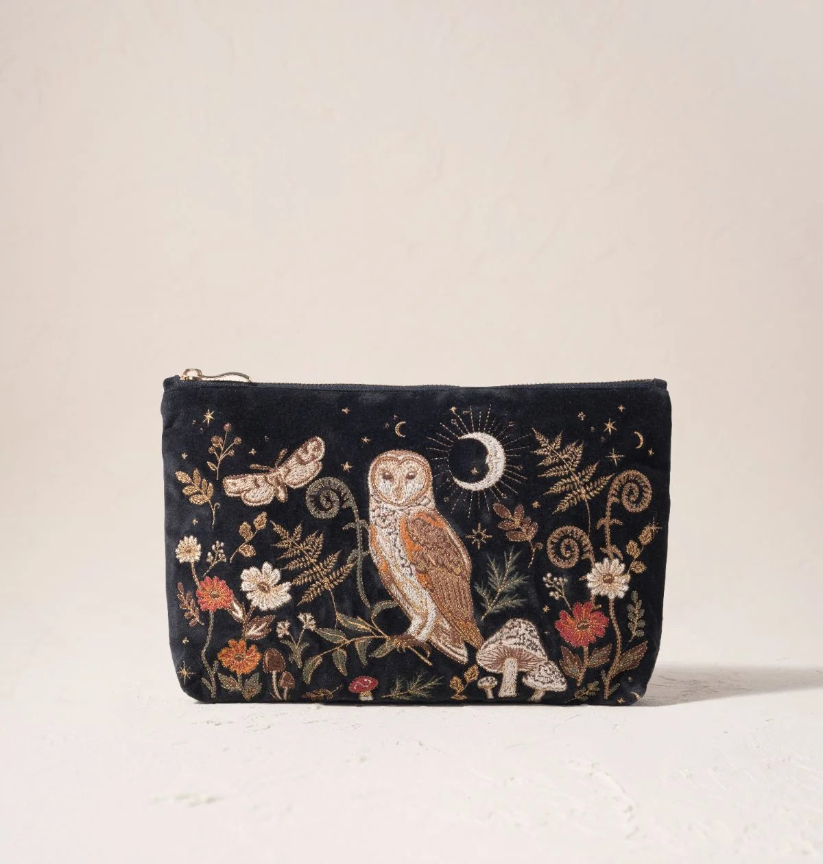 Elizabeth Scarlett Everyday Pouch Mystical Owl Velvet Charcoal