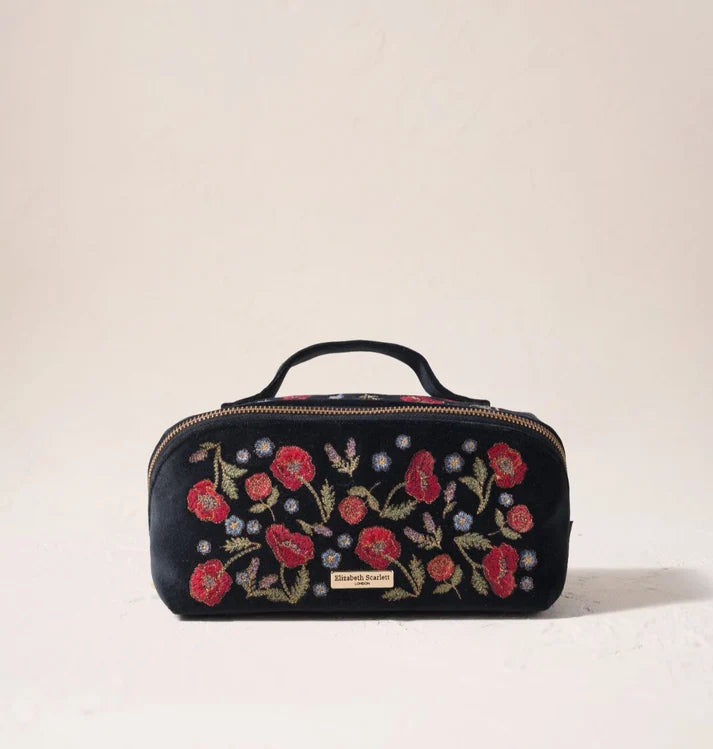 Elizabeth Scarlett Open Flat Makeup Bag Poppy Meadow - Velvet Charcoal