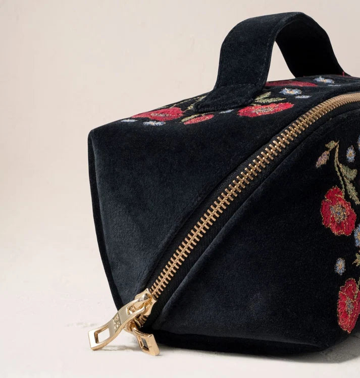 Elizabeth Scarlett Open Flat Makeup Bag Poppy Meadow - Velvet Charcoal