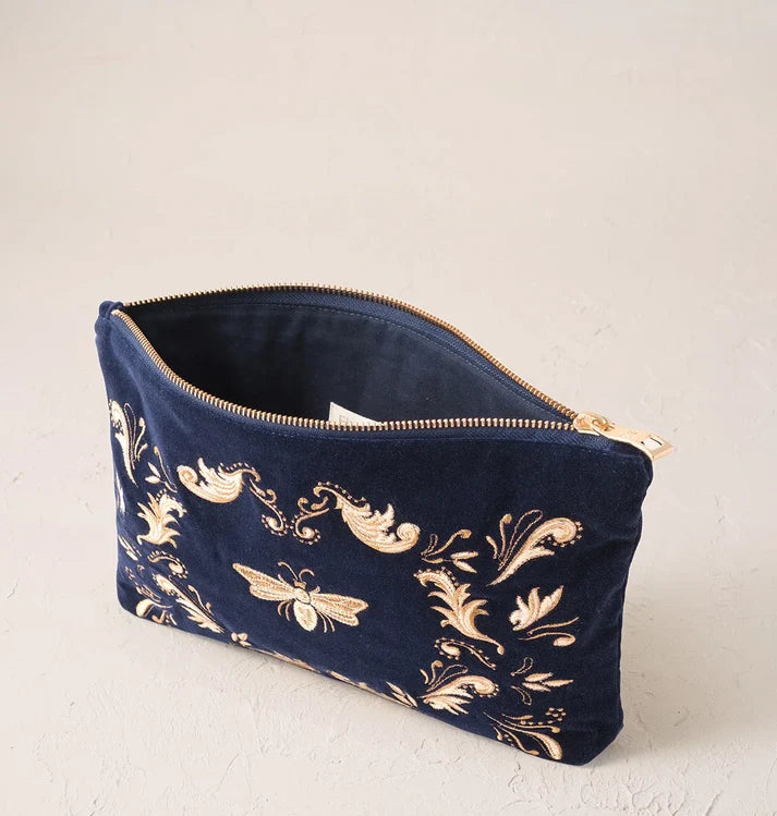 Elizabeth Scarlett Everyday Pouch Provencal Bee Velvet Navy