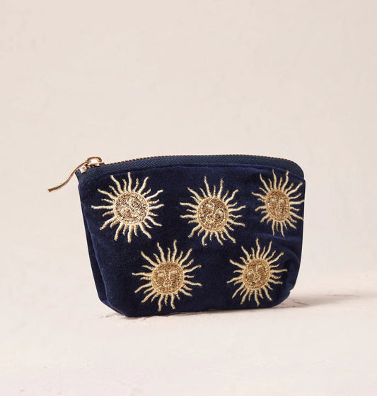 Elizabeth Scarlett Coin Purse Sun Goddess Velvet Navy