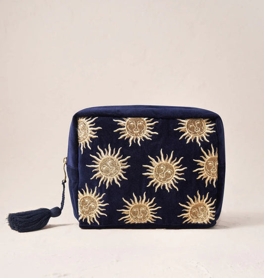 Elizabeth Scarlett Wash Bag Sun Goddess Velvet Navy