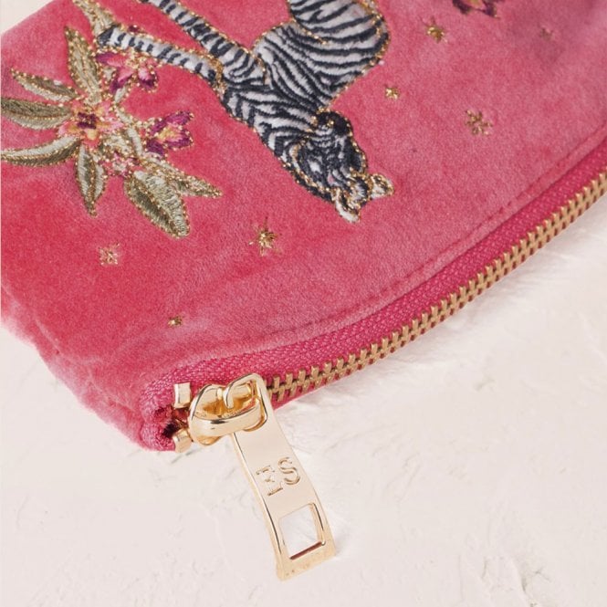 Elizabeth Scarlett Coin Purse Botanical Zebra Velvet Peony