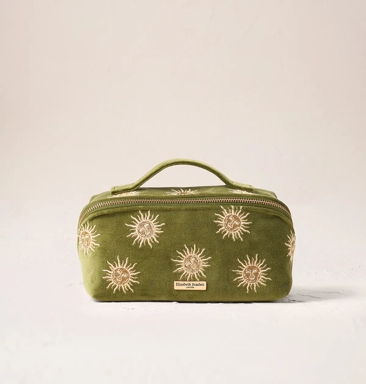 Elizabeth Scarlett Open Flat Makeup Bag Sun Goddess Velvet Fern Green