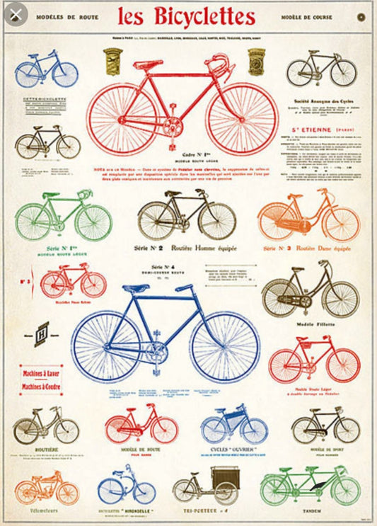 Cavallini Les Bicyclette Wrapping Paper Poster