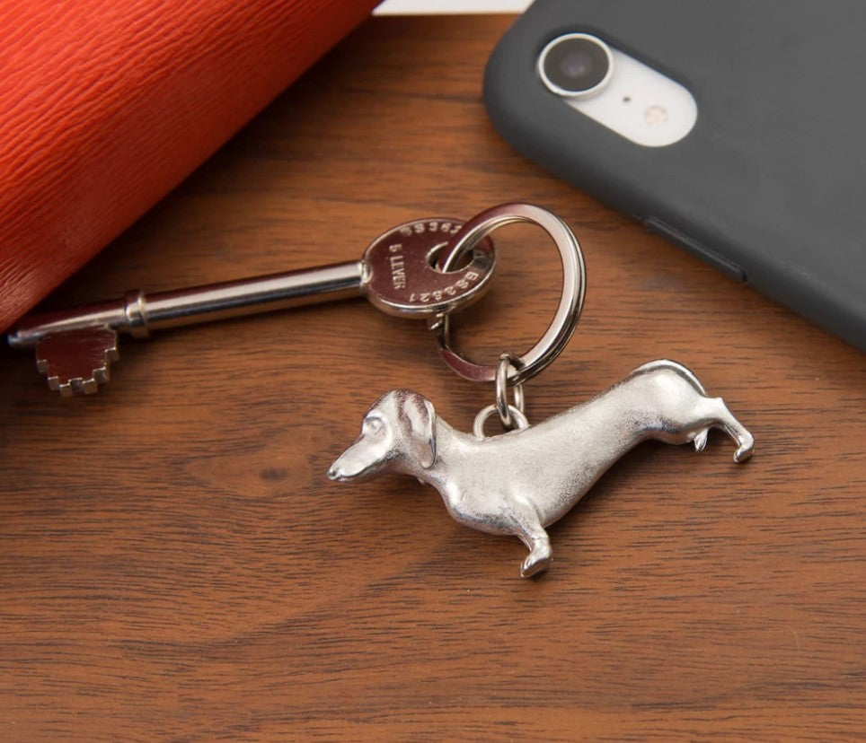 Pewter Key Ring by Lancaster & Gibbings  (Dachshund)